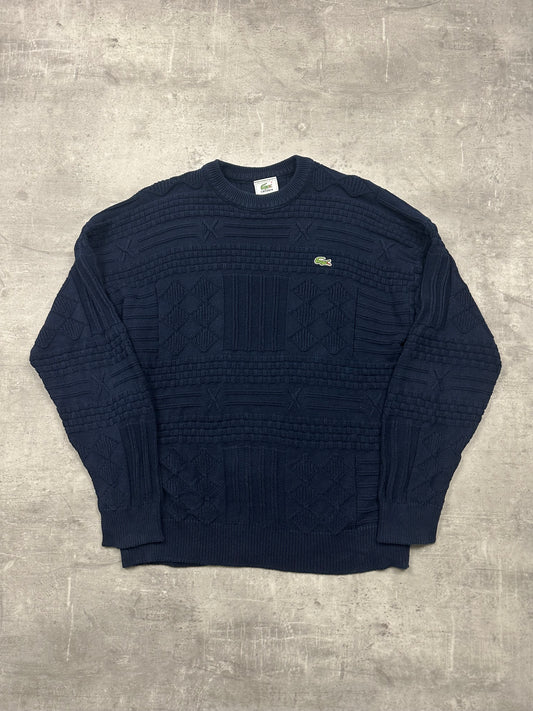 NAVY VINTAGE LACOSTE CABLE KNIT PULLOVER - M/L