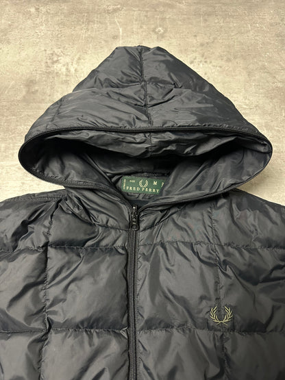BLACK VINTAGE FRED PERRY DOWN PUFFER JACKET - 2000s - M