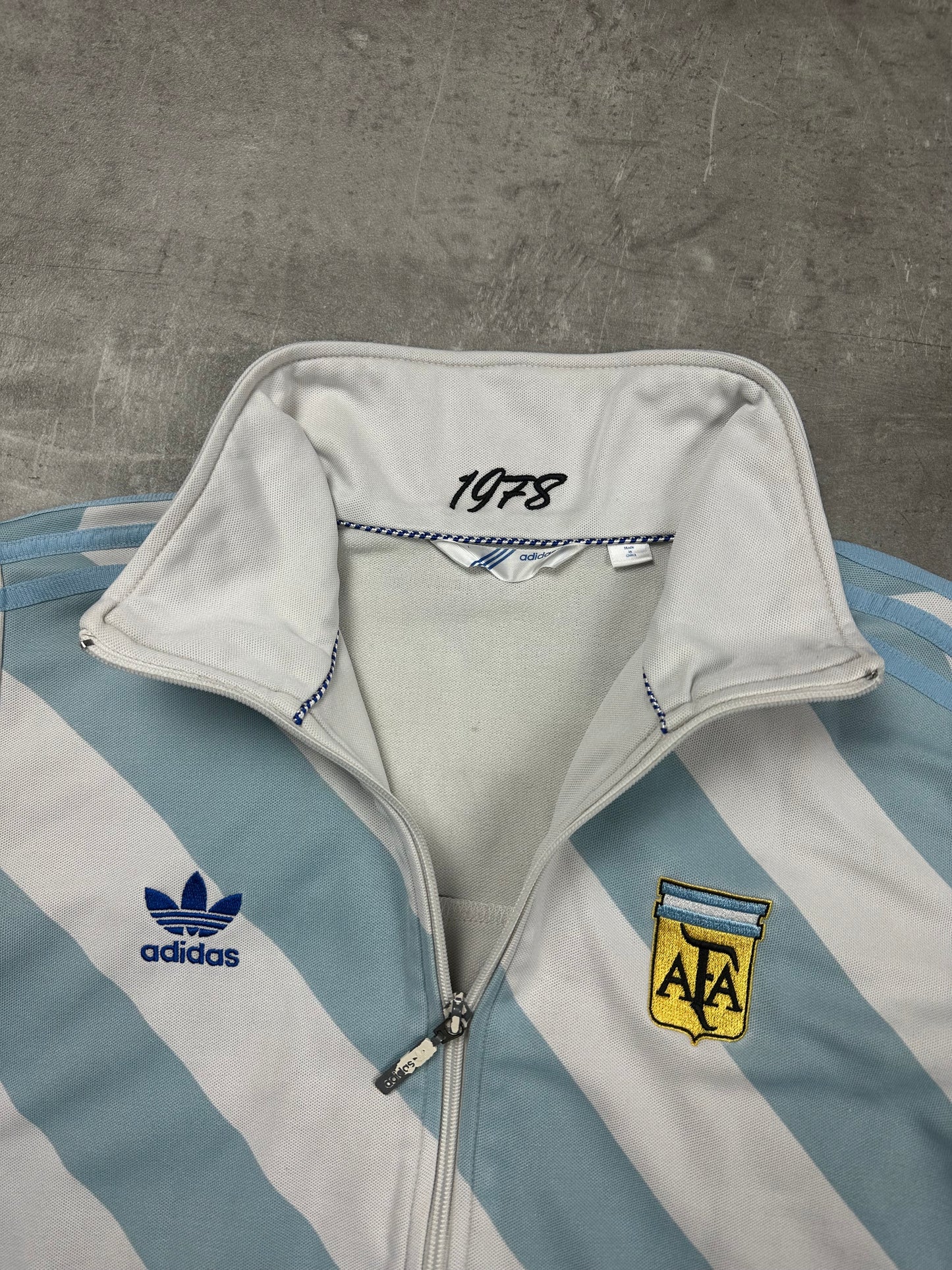 WHITE/BLUE VINTAGE ADIDAS ARGENTINIA TRACKJACKET RARE - 2000s - M/L