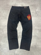 BLACK VINTAGE Y2K JAPANESE STYLE PRINT DENIM - 2000s - M/L