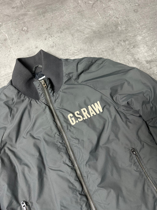 GREY/CREME VINTAGE G-STAR PUFFER BOMBER JACKET - 2000s - M