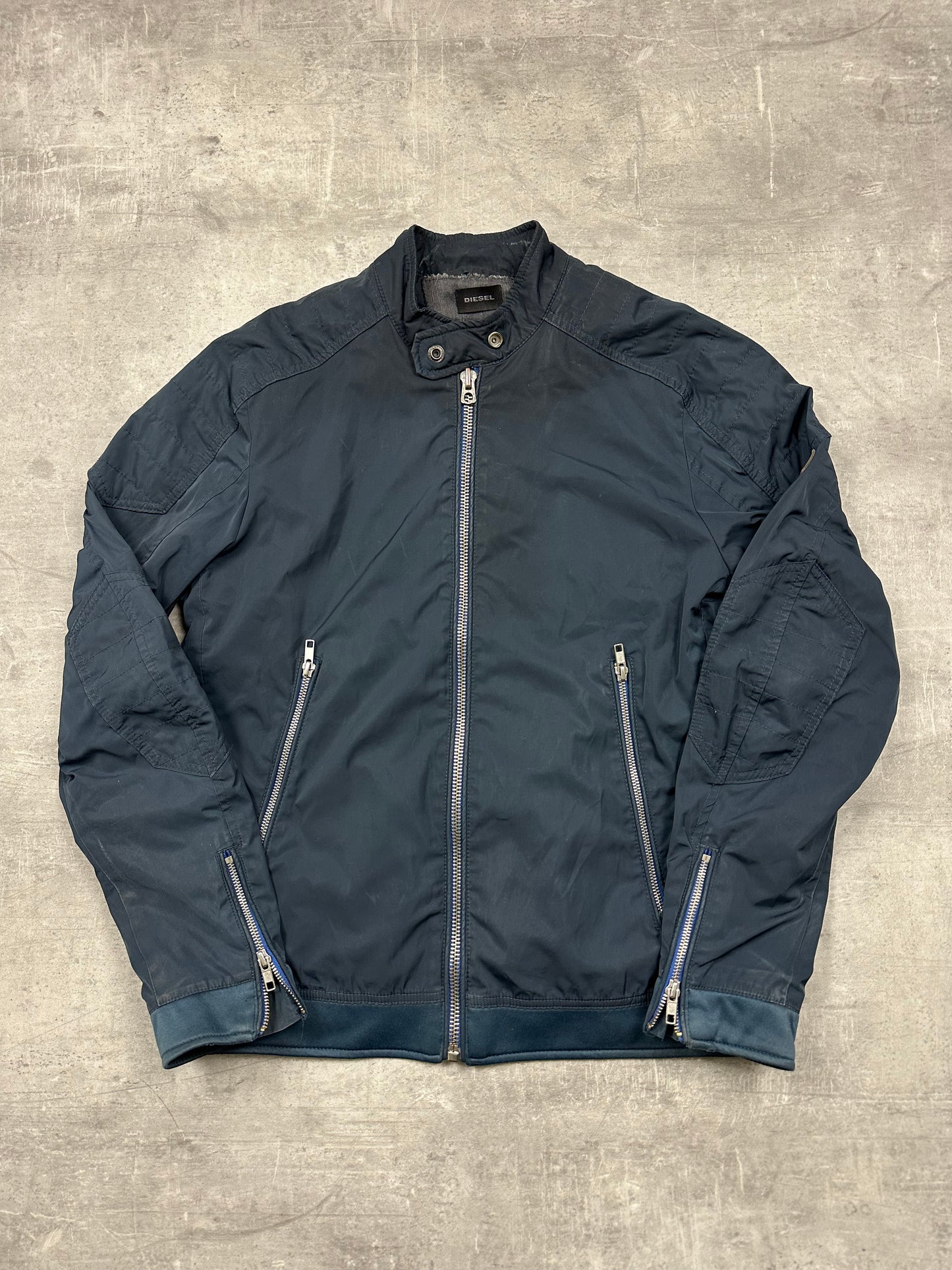 BLACK/GREY VINTAGE DIESEL BOMBER JACKET - 2000s - S/M