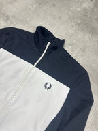 NAVY/WHITE FRED PERRY ZIP TRACK JACKET - M