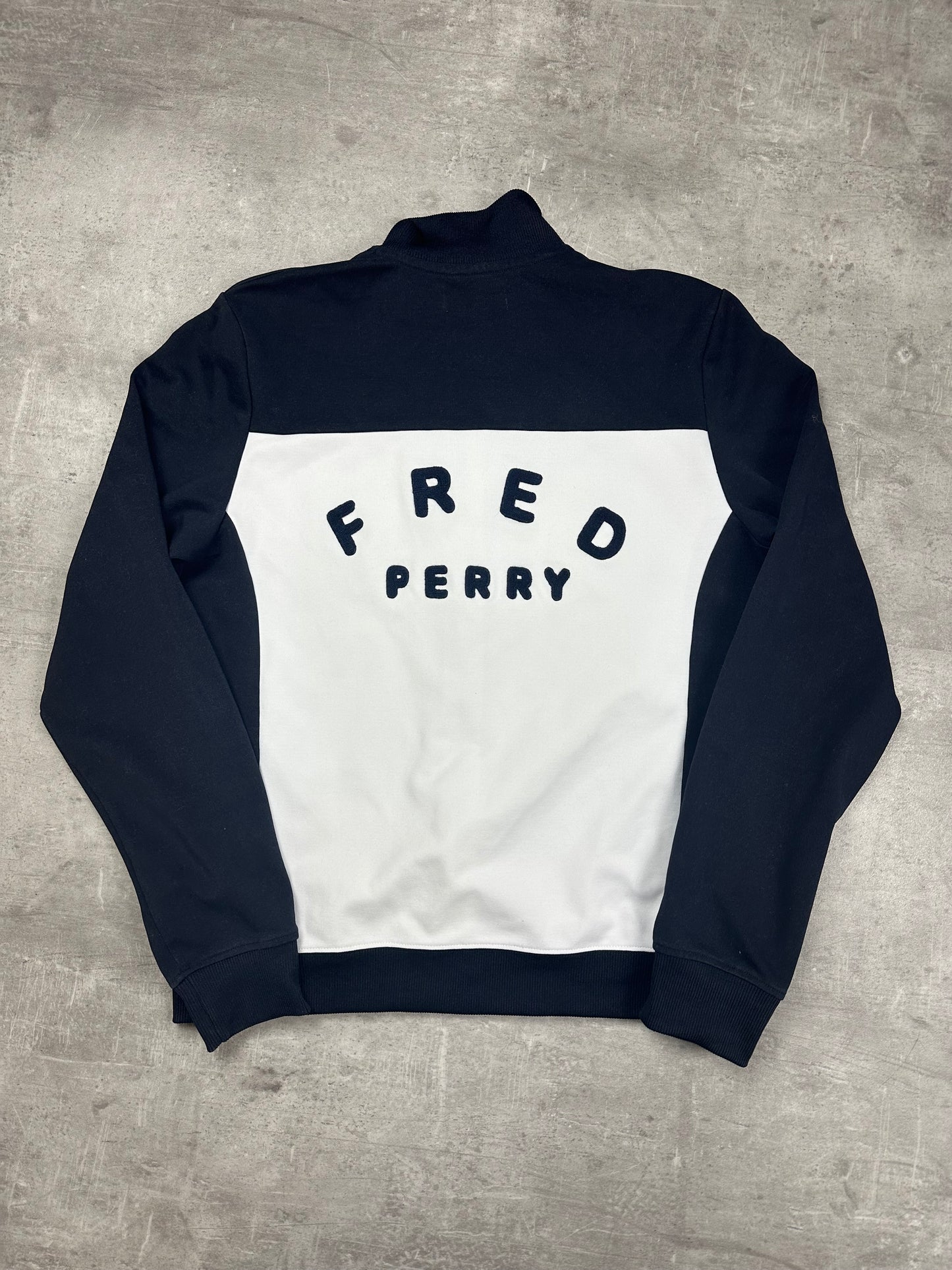 NAVY/WHITE FRED PERRY ZIP TRACKJACKET - M