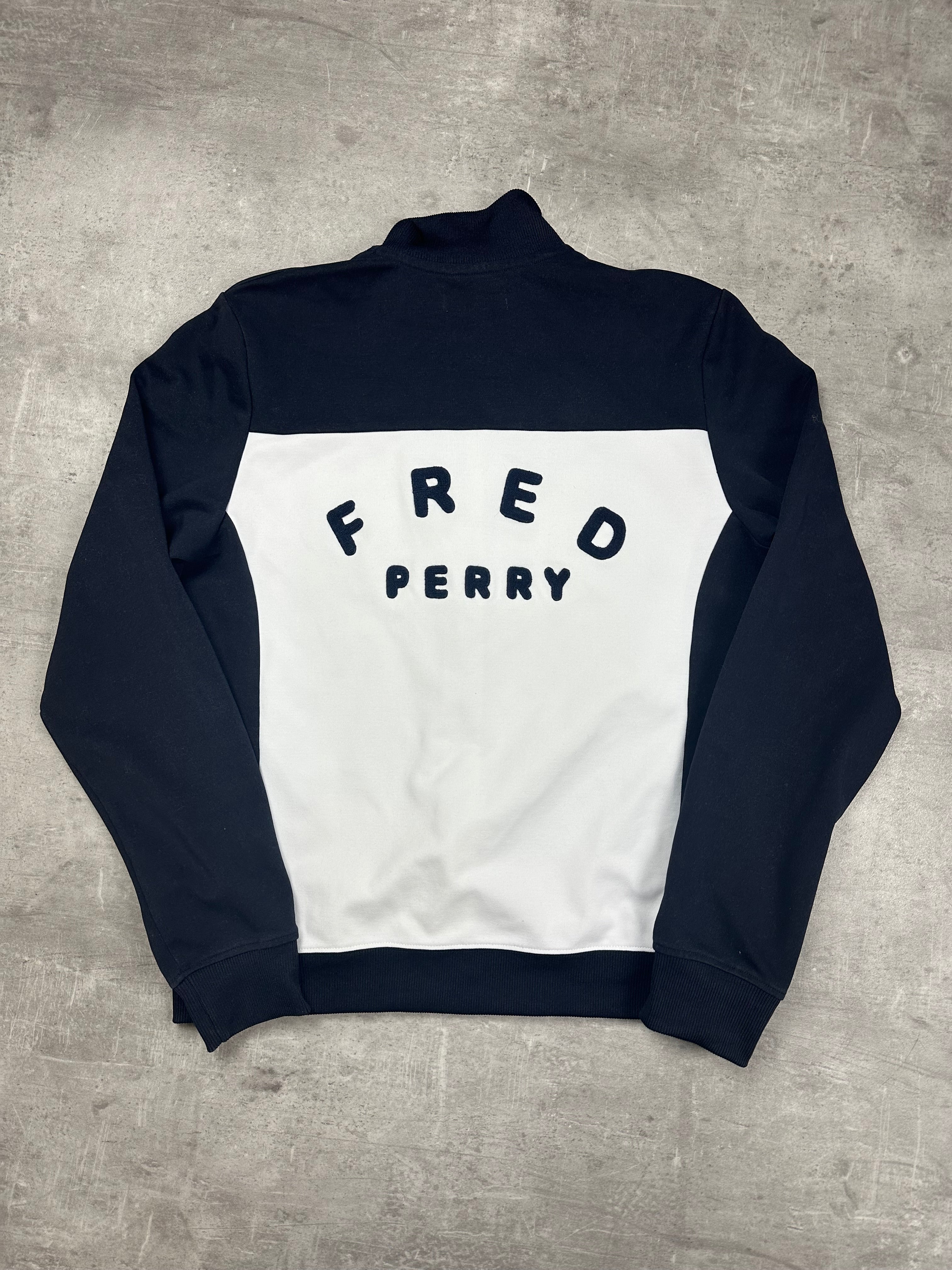 NAVY/WHITE FRED PERRY ZIP TRACK JACKET - M