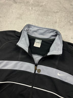 BLACK/GREY VINTAGE NIKE RETRO TRACK JACKET - 2000s - M/L