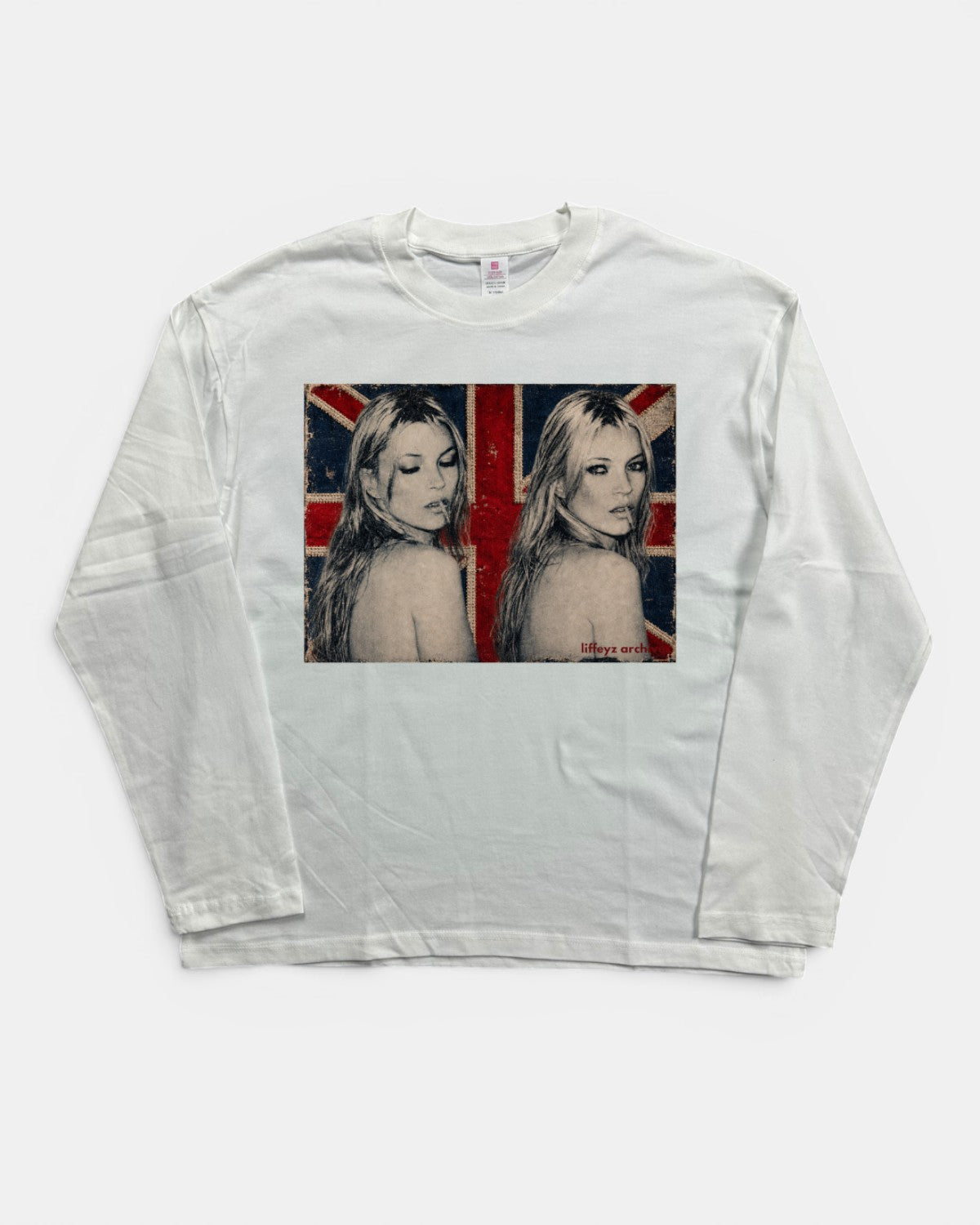 WHITE KATE MOSS UK VIBES GRAPHIC LONGSLEEVE