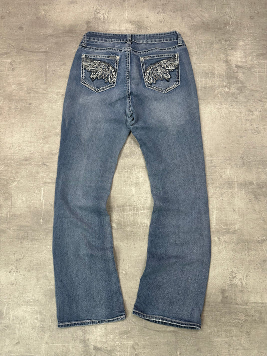 BLUE VINTAGE Y2K MISS ME STYLE BOOTCUT DENIM - 2000s - S/M