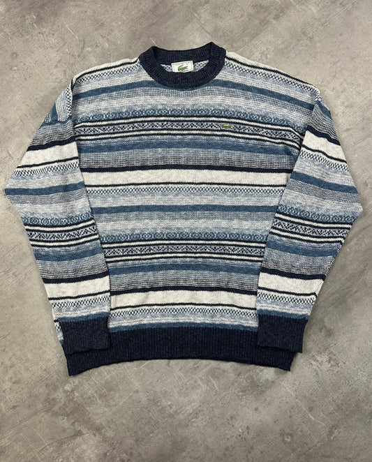 NAVY/WHITE VINTAGE LACOSTE KNIT SWEATSHIRT - 2000s - L/XL