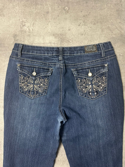 BLUE VINTAGE Y2K MISS ME STYLE BOOTCUT DENIM - 2000s - S/M