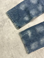 BLUE WASHED VINTAGE Y2K JAPANESE STYLE PRINT DENIM - 2000s - L