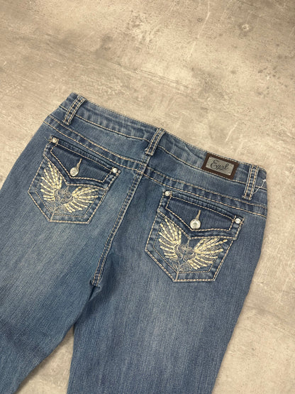 BLUE VINTAGE Y2K MISS ME STYLE BOOTCUT DENIM - 2000s - S
