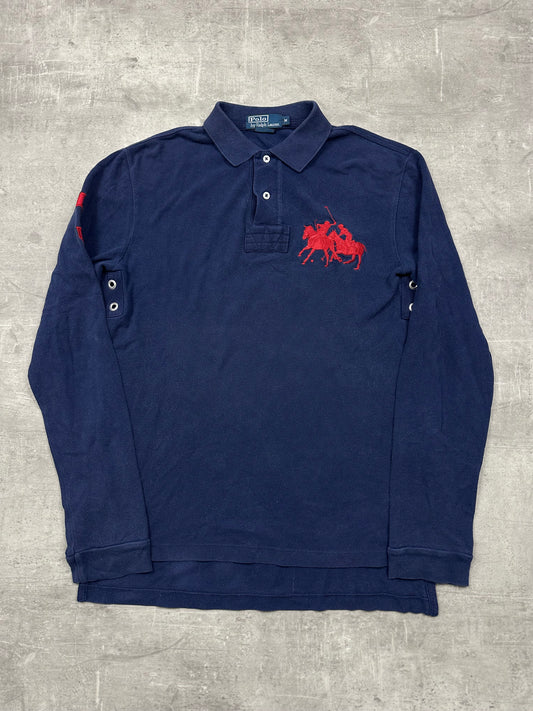 NAVY/RED POLO RALPH LAUREN PONY CLUB LONGSLEEVE - M/L