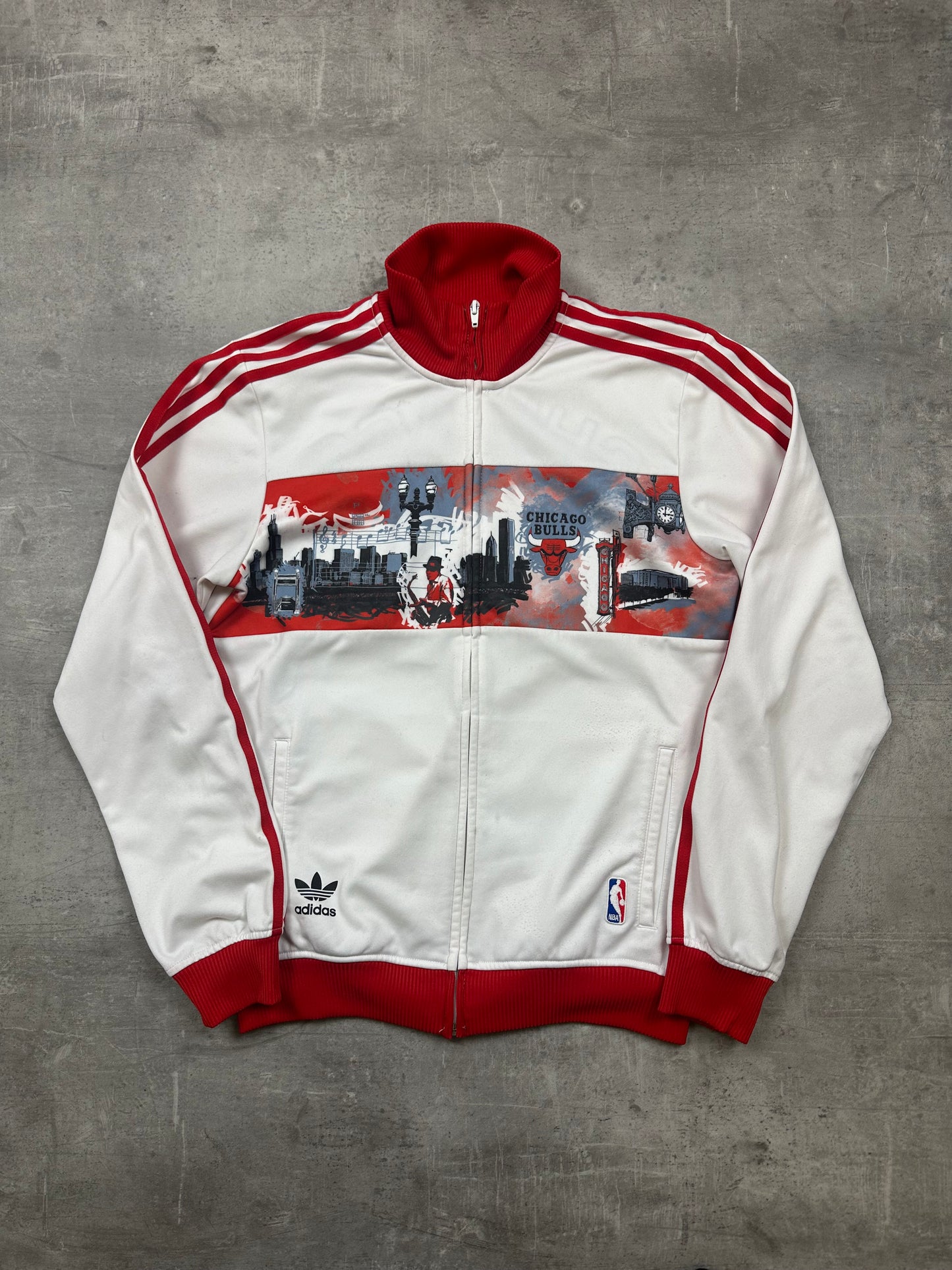 WHITE/RED VINTAGE ADIDAS FIREBIRD CHICAGO TRACKJACKET RARE - 2000s S/M