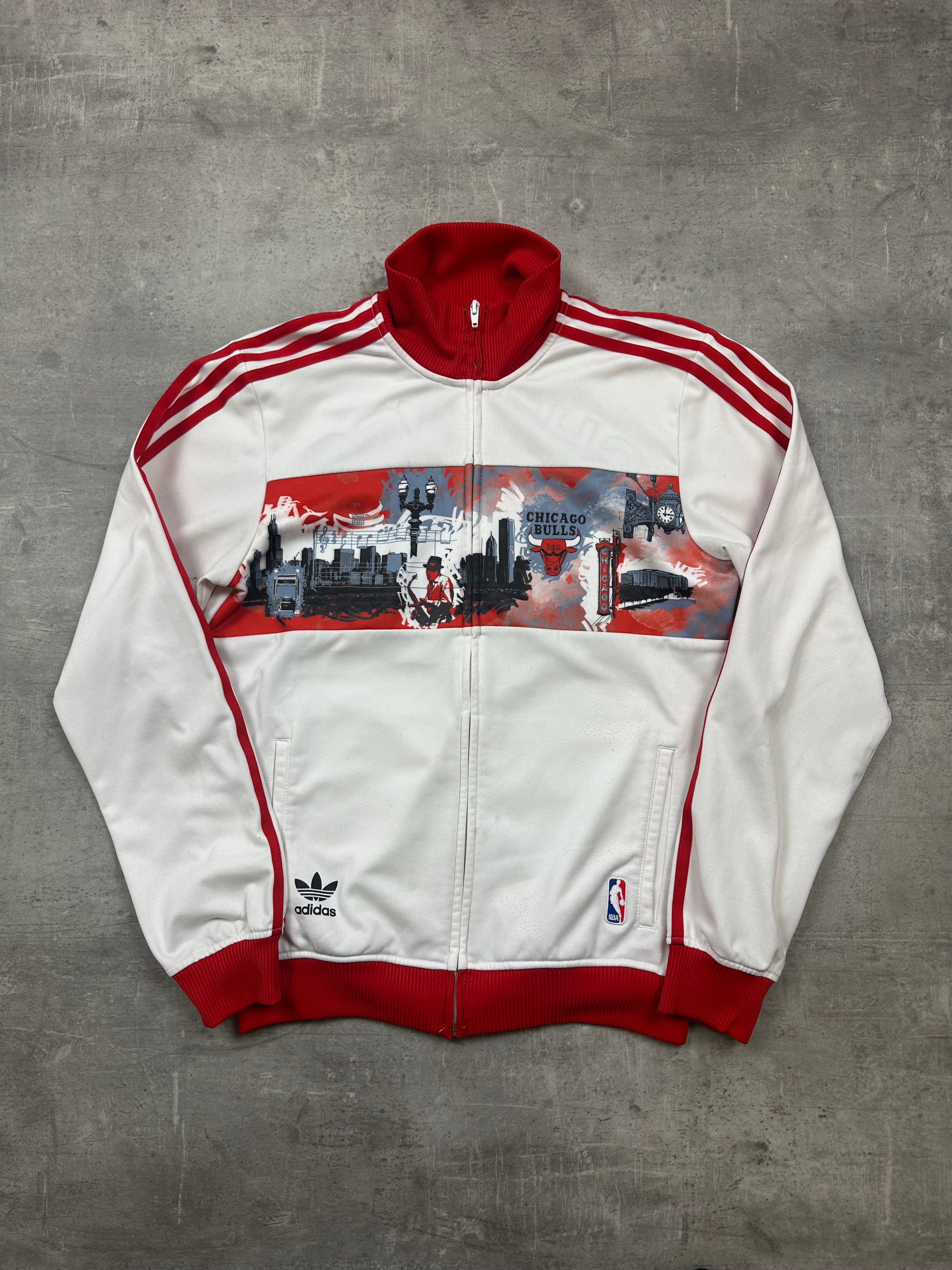 WHITE/RED VINTAGE ADIDAS FIREBIRD CHICAGO TRACK JACKET RARE - 2000s S/M