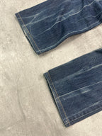 BLUE WASHED VINTAGE Y2K JAPANESE STYLE PRINT DENIM - 2000s - S