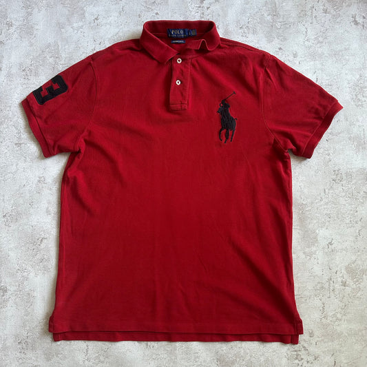 RED/BLACK POLO RALPH LAUTEN BIG PONY POLOSHIRT - L