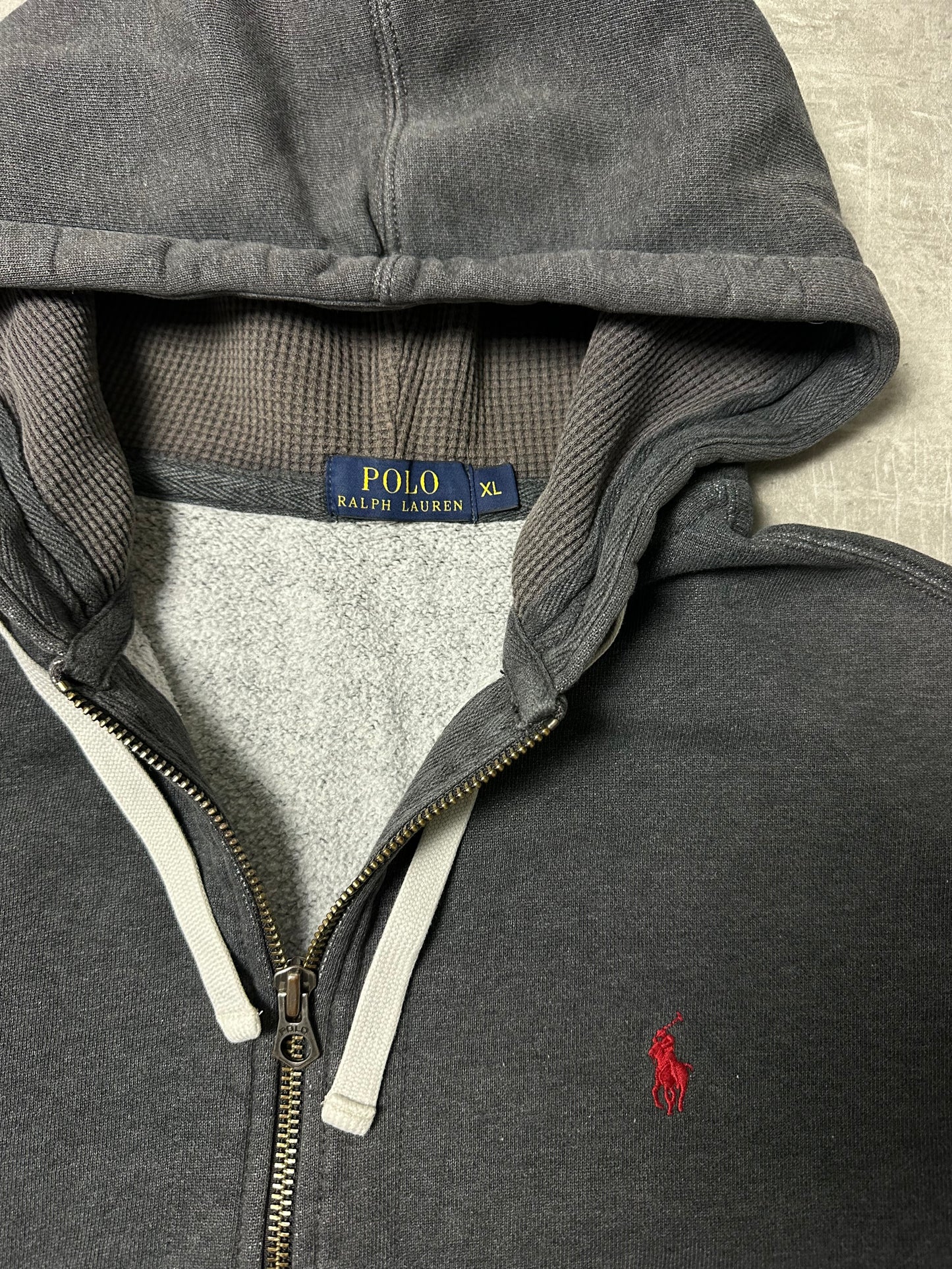 GREY POLO RALPH LAUREN ZIP HOODIE - L/XL