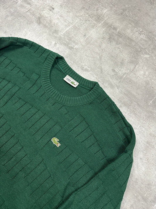GREEN LACOSTE CABLE KNIT SWEATER - 2000s - L/XL