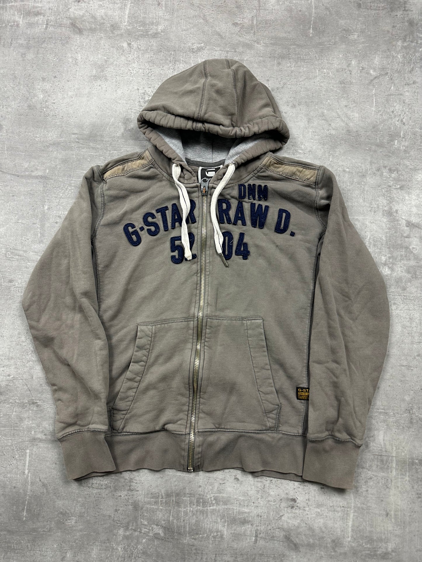 BEIGE/GREY VINTAGE G-STAR ZIP HOODIE - 2000s - L