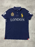 NAVY/WHITE POLO RALPH LAUREN BIG PONY LONDON POLO SHIRT - L