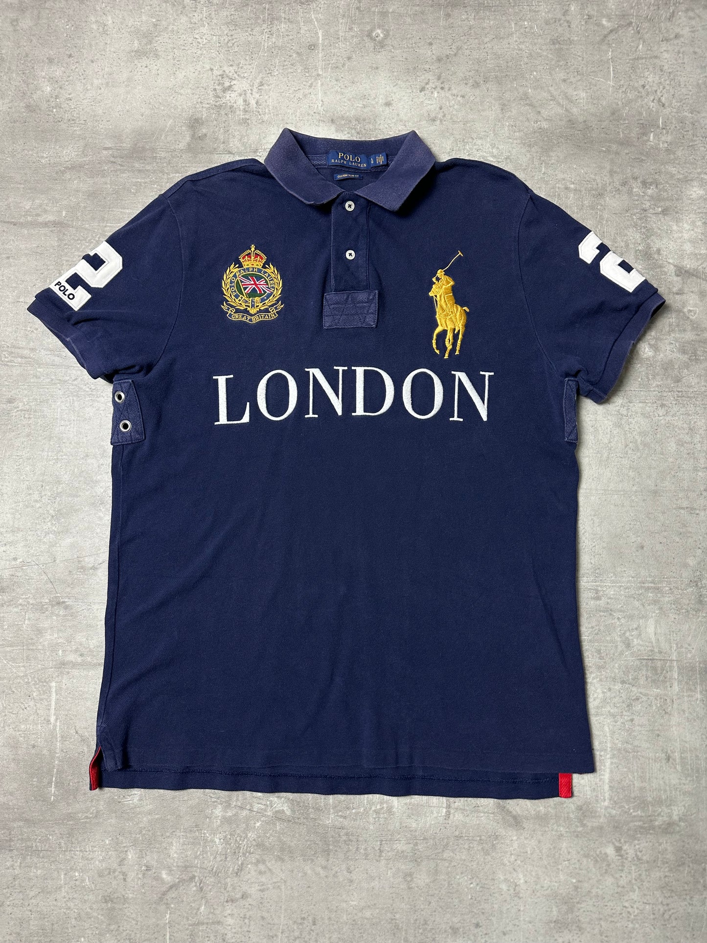 NAVY/WHITE POLO RALPH LAUREN BIG PONY LONDON POLOSHIRT - L