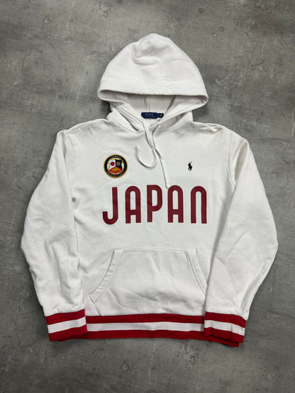 WHITE/RED VINTAGE POLO RALPH LAUREN PONY JAPAN HOODIE RARE - 2000s - L