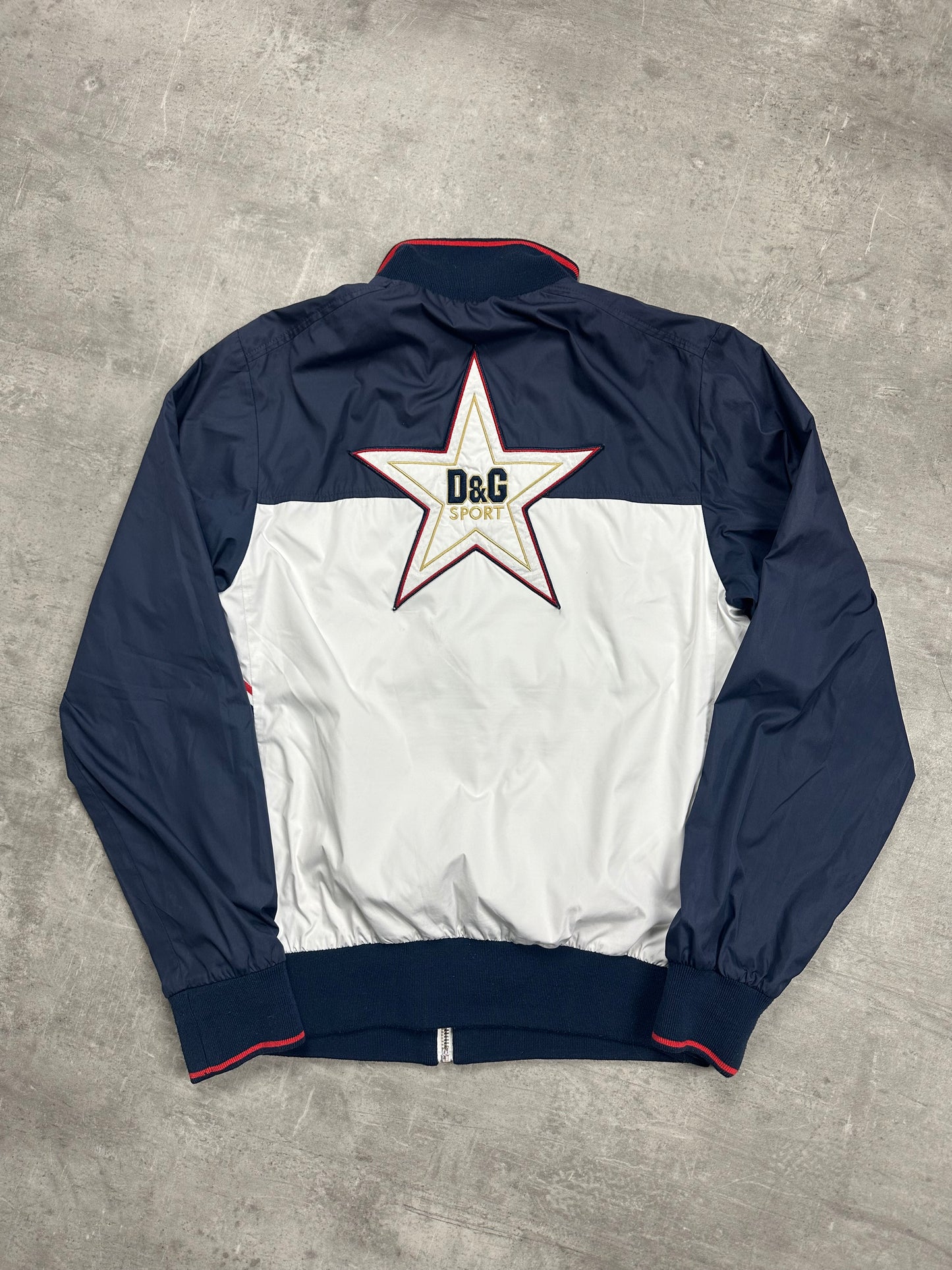 WHITE/NAVY VINTAGE DOLCE&GABANNA SPORT BOMBER JACKET RARE - 2000s - M