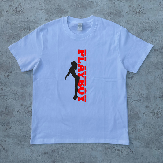 WHITE PLAYBOY VIBES GRAPHIC T-SHIRT