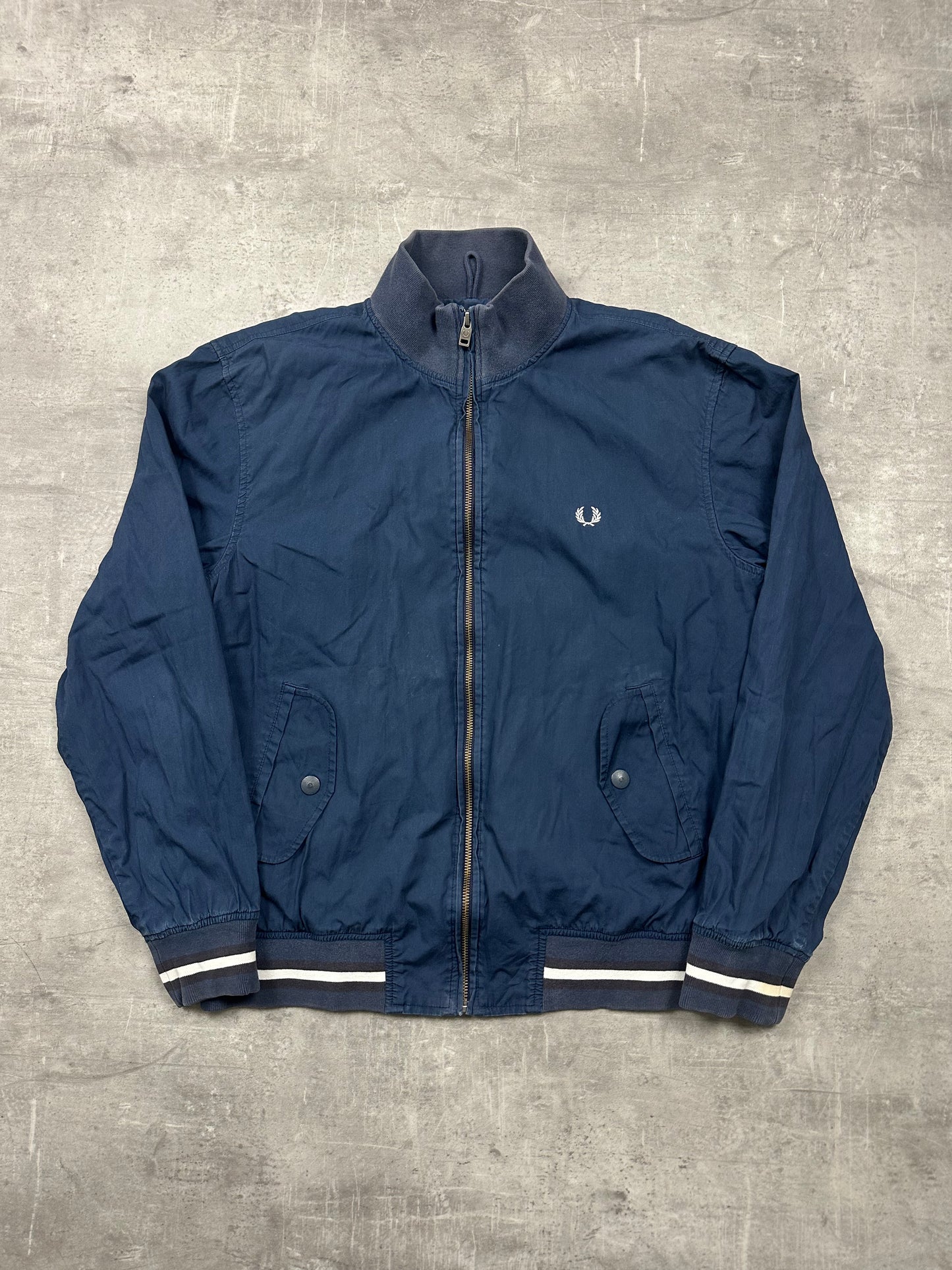 BLUE VINTAGE FRED PERRY BOMBER JACKET - 2000s - M/L