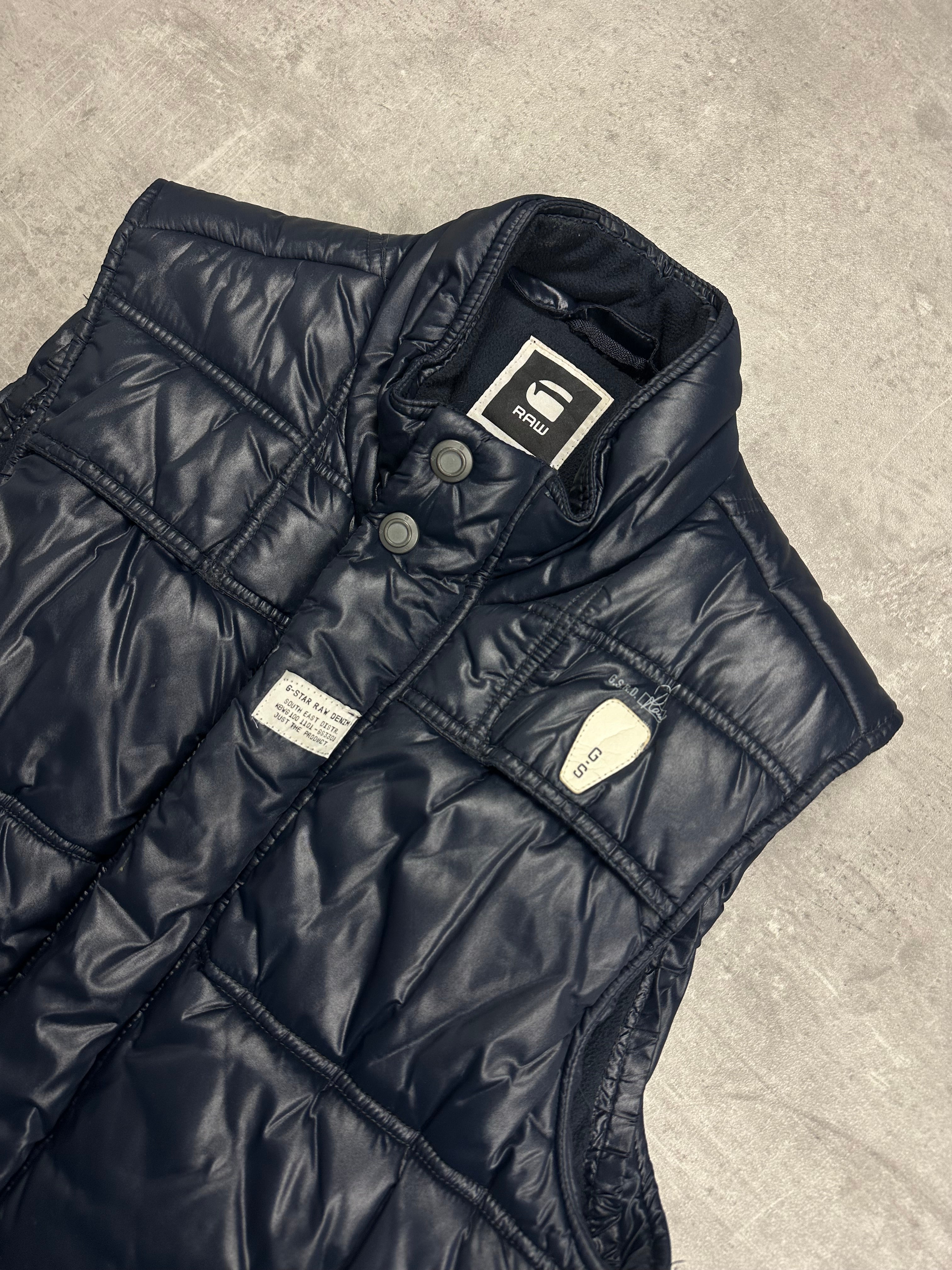 NAVY SHINY VINTAGE G-STAR RAW PUFFER VEST - 2000s - M/L