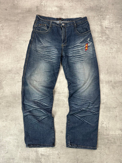 BLUE VINTAGE Y2K JAPANESE STYLE PRINT DENIM - M/L