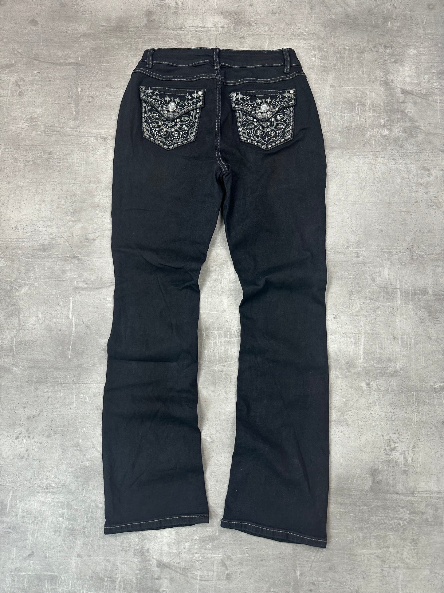 BLACK VINTAGE Y2K MISS ME STYLE BOOTCUT DENIM - 2000s - S