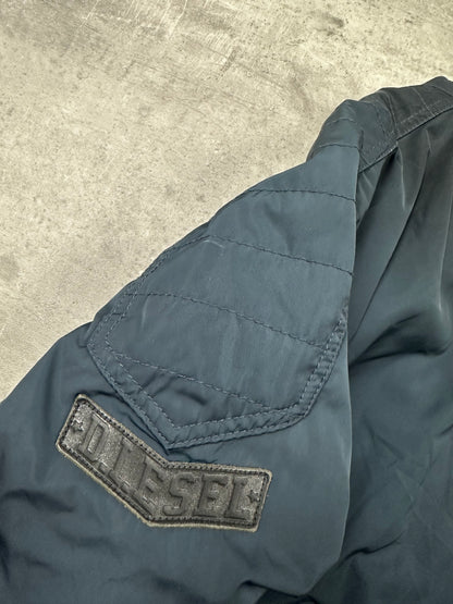 BLACK/GREY VINTAGE DIESEL BOMBER JACKET - 2000s - S/M