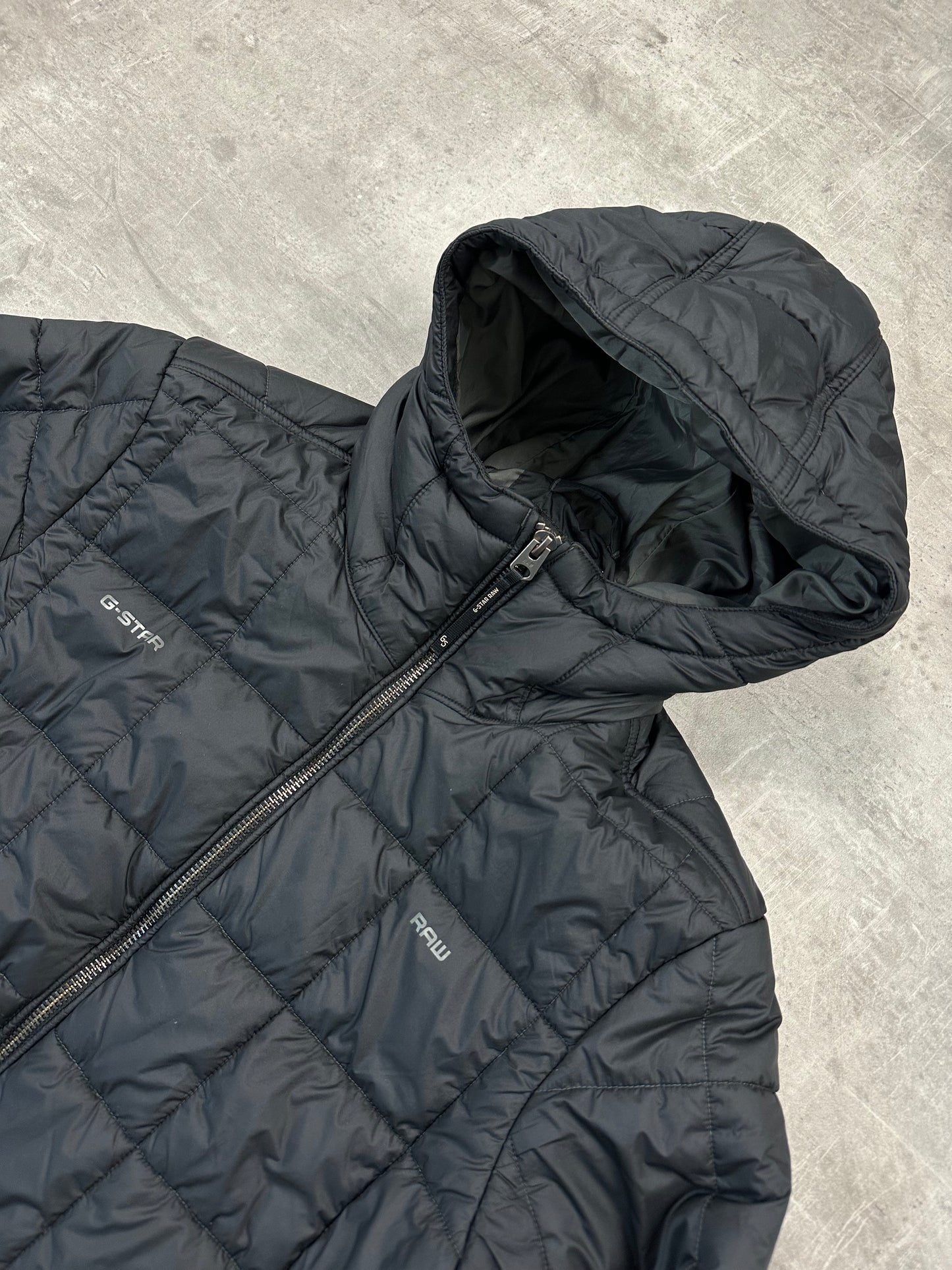 BLACK/GREY VINTAGE G-STAR DOWN PUFFER JACKET - 2000s - L/XL