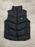 BLACK/GREY VINTAGE NIKE RETRO DOWN PUFFER VEST - 2000s - M/L