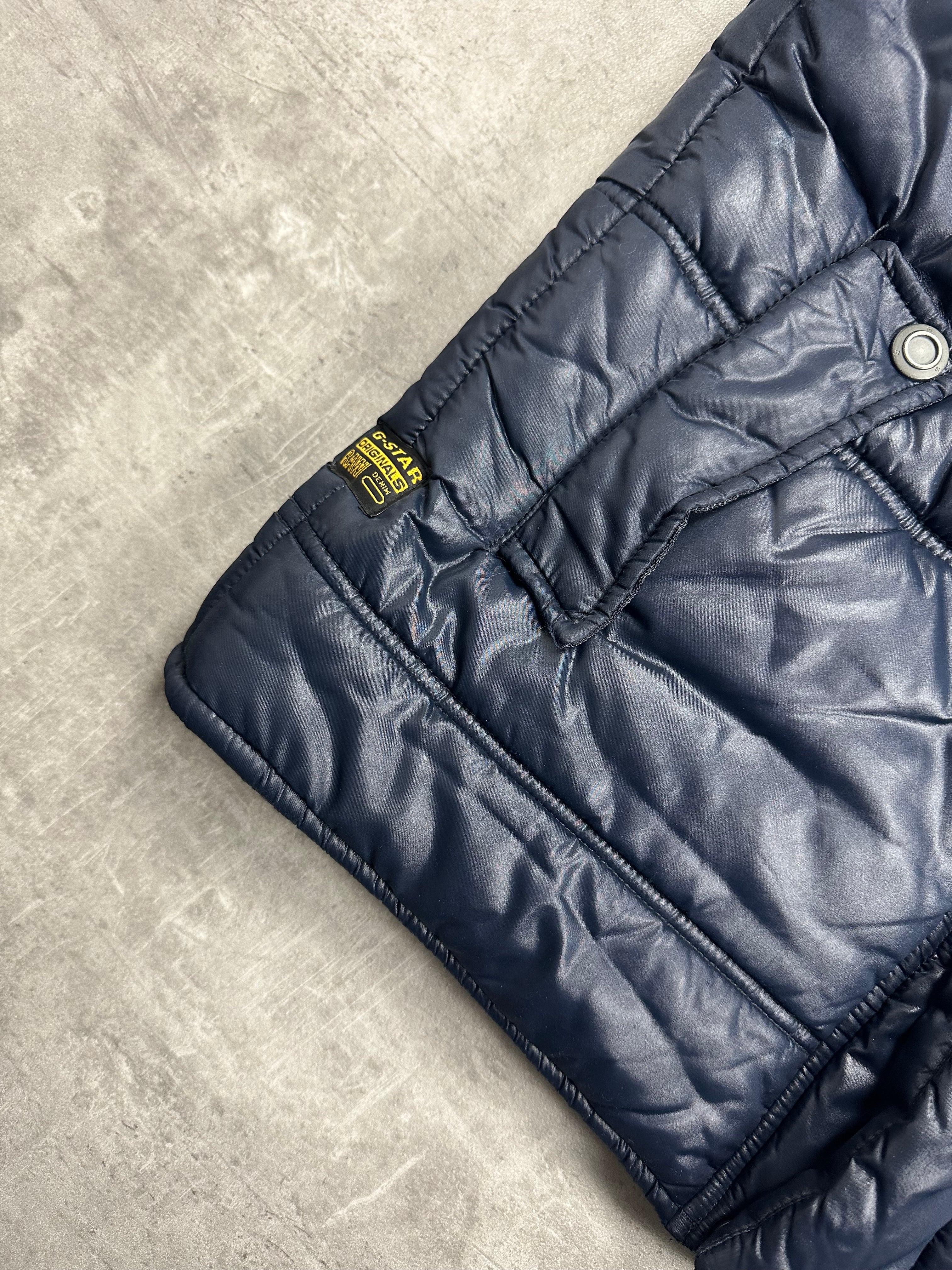 NAVY SHINY VINTAGE G-STAR RAW PUFFER VEST - 2000s - M/L