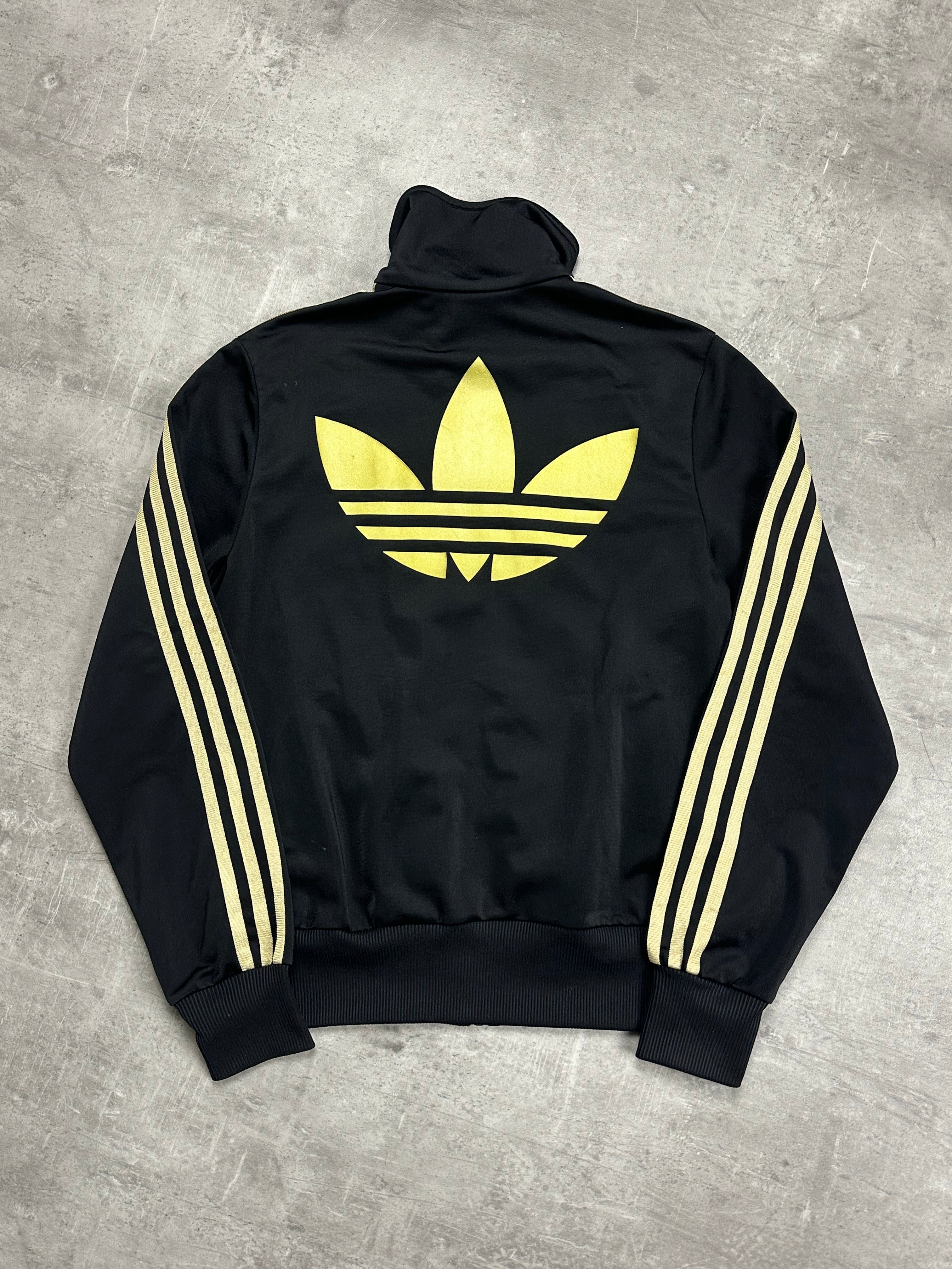BLACK/GOLD VINTAGE ADIDAS RETRO TRACKJACKET (W) - 2000s - L