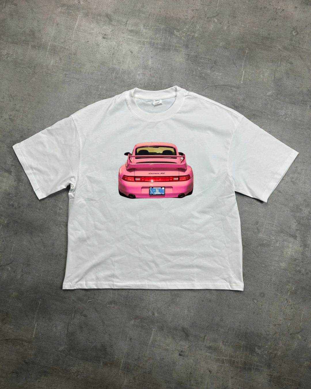 WHITE PORSCHE VIBES GRAPHIC T-SHIRT