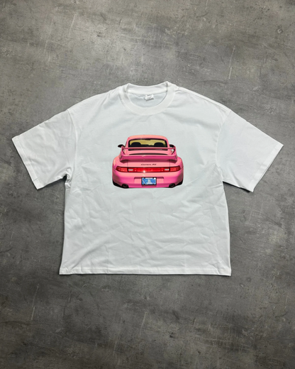 WHITE PORSCHE VIBES GRAPHIC T-SHIRT