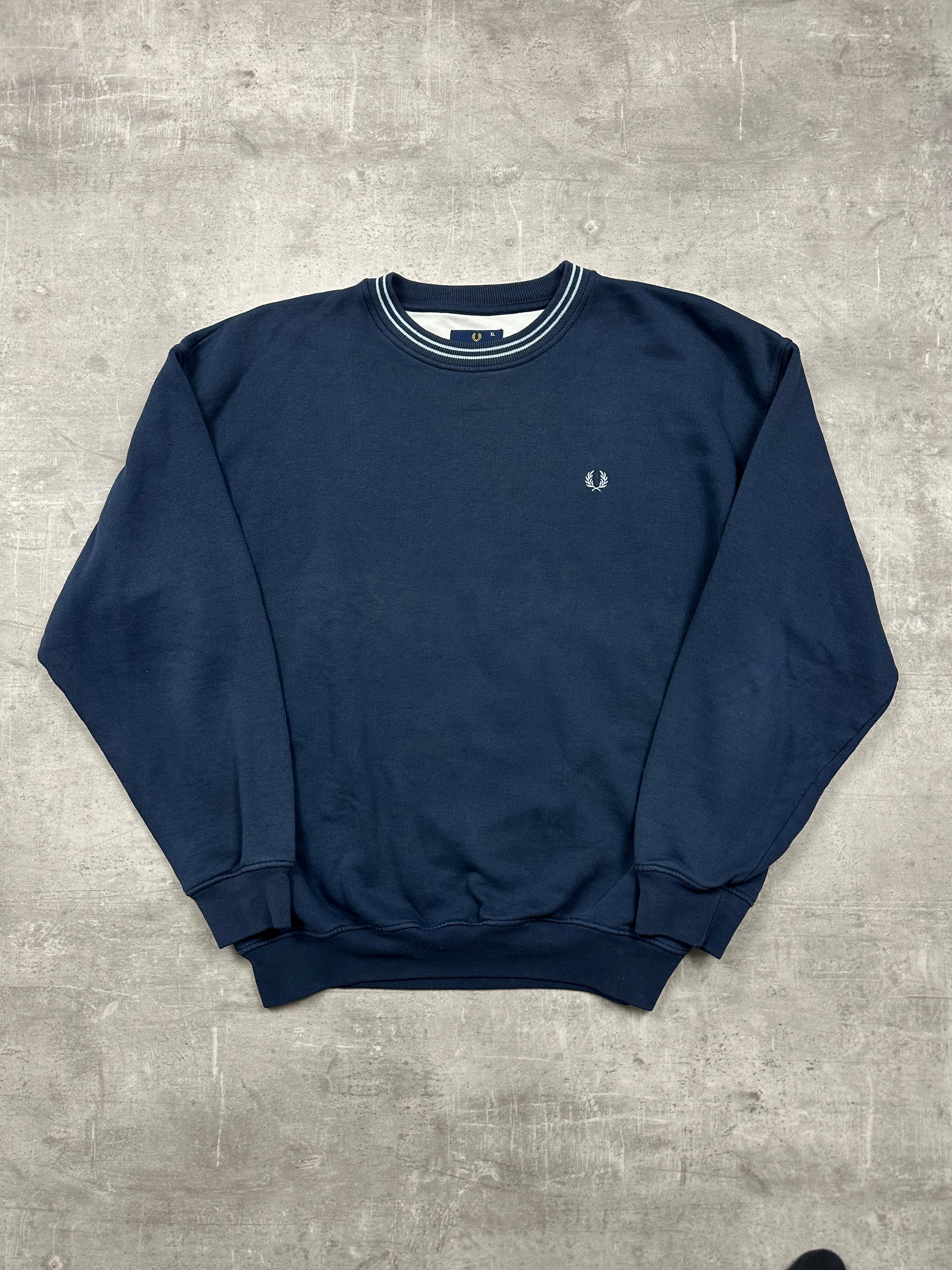 NAVY VINTAGE FRED PERRY SWEATER - 2000s - L/XL