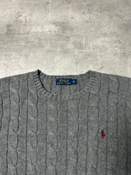 RED POLO RALPH LAUREN CABLE KNIT SWEATER - M
