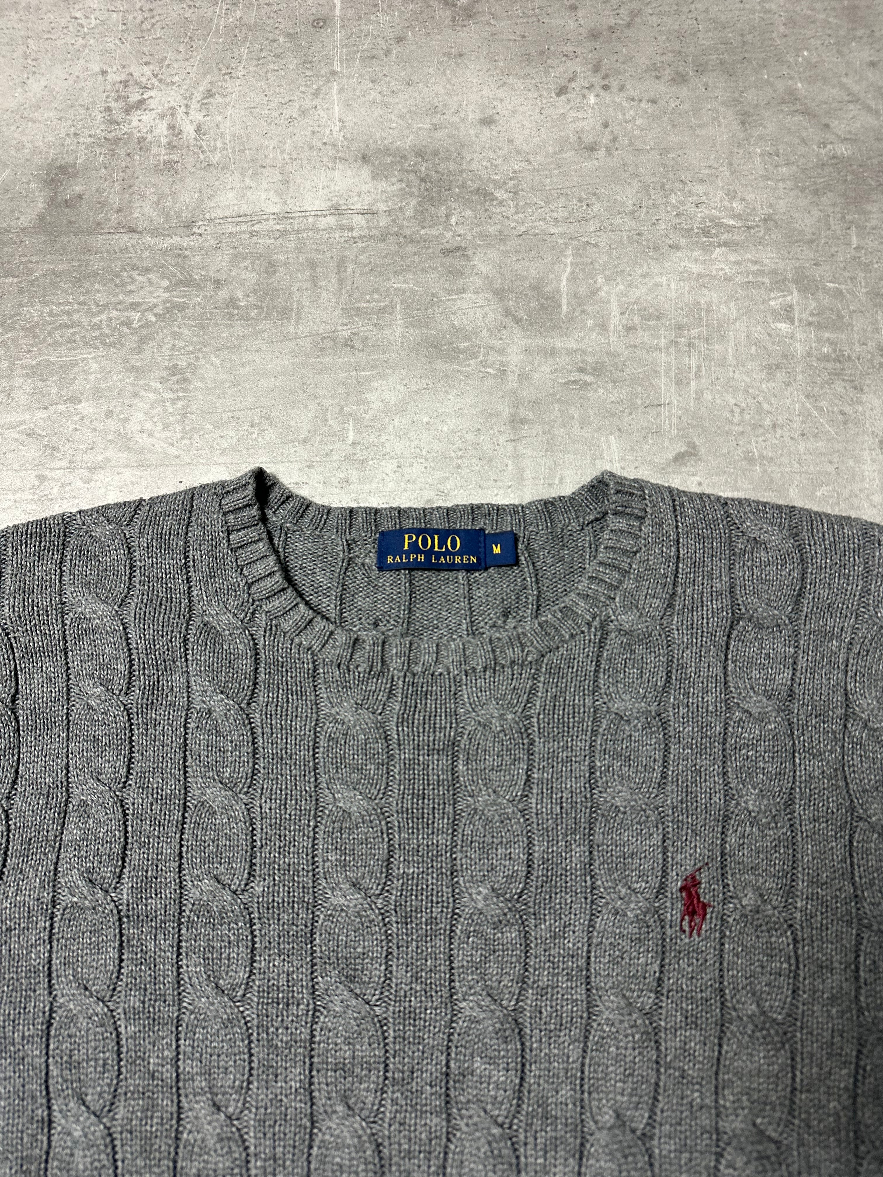 RED POLO RALPH LAUREN CABLE KNIT SWEATER - M