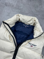 CREAM/NAVY POLO SPORT DOWN PUFFER VEST - 2000s - M/L