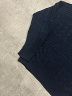 NAVY VINTAGE LACOSTE CABLE KNIT PULLOVER - M/L