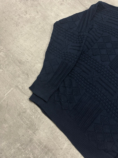 NAVY VINTAGE LACOSTE CABLE KNIT PULLOVER - M/L