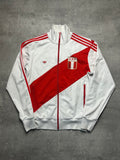 WHITE/RED VINTAGE ADIDAS RETRO FIREBIRD PERU TRACK JACKET VERY RARE - 2000s - M/L