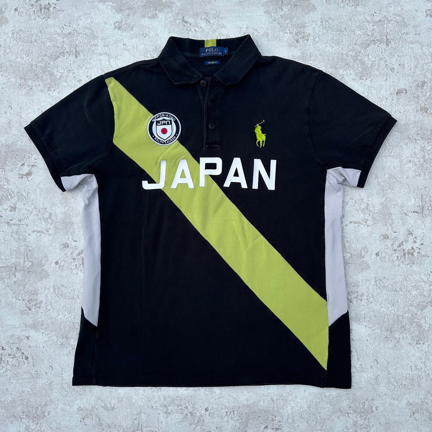 BLACK/WHITE POLO RALPH LAUREN BIG PONY JAPAN - L