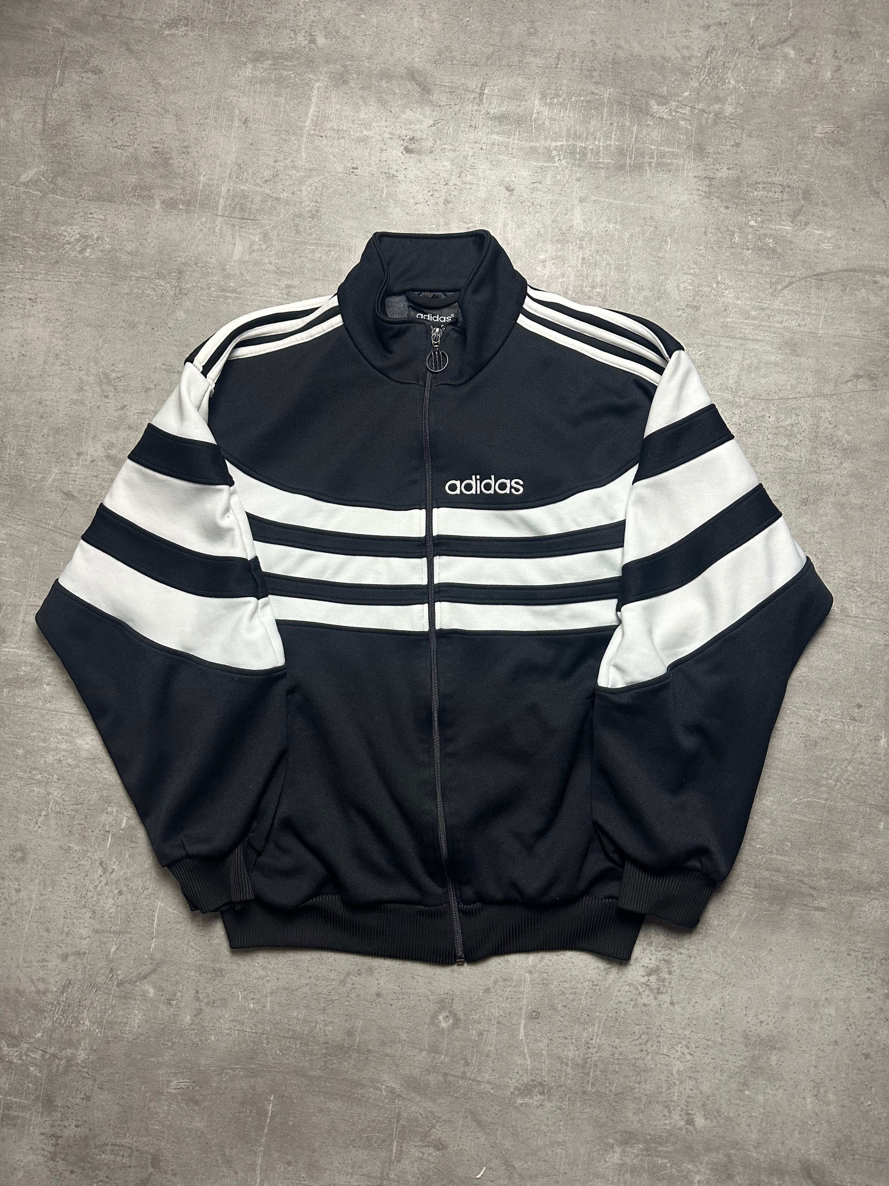 BLACK/WHITE VINTAGE ADIDAS RETRO 90s TRACKJACKET - S/M