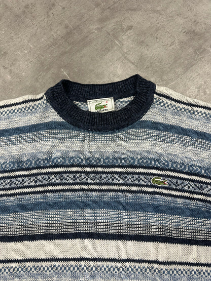 NAVY/WHITE VINTAGE LACOSTE KNIT SWEATSHIRT - 2000s - L/XL